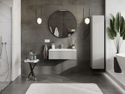 Mexen Rivel 80 cm bathroom cabinet with Vela sink, 1 drawer, fluted, gray matte/white matte - 91A20-08023-1-BF62-W23M01