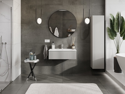 Mexen Rivel bathroom cabinet 80 cm with Vela sink, 1 drawer, grooved, grey matt/white matt - 91A20-08023-1-BF62-W23M01