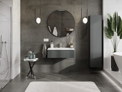 Mexen Rivel bathroom cabinet 80 cm with Vela sink, 1 drawer, fluted, matte graphite/white matte - 91A20-08023-1-BF66-W23M01