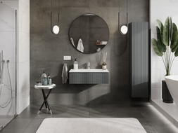 Mexen Rivel bathroom cabinet 80 cm with Vela sink, 1 drawer, grooved, graphite matte/white matte - 91A20-08023-1-BF66-W23M01