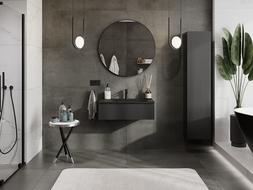 Mexen Rivel bathroom cabinet 80 cm with Vela basin, 1 drawer, fluted, black matte - 91A20-08023-1-BF71-W23M71