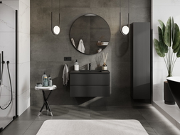 Mexen Rivel 80 cm Bathroom Cabinet with Otis Sink, 2 Drawers, Grooved, Matte Black - 91A20-08047-2-BFF71-W18M71