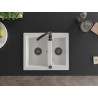 Mexen Carlos 1.5-bowl granite sink 582 x 475 mm, white, black siphon - 6518581500-20-B
