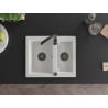 Mexen Carlos Granite Sink 1.5-Bowl 582 x 475 mm, White, Black Siphon - 6518581500-20-B