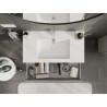 Mexen Rivel bathroom cabinet 90 cm with Otis sink, 1 drawer, grooved, matte gray/white matte - 91A20-09023-1-BF62-W18M01