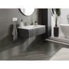 Mexen Rivel 90 cm bathroom cabinet with Otis washbasin, 1 drawer, fluted, matte graphite/white matte - 91A20-09023-1-BF66-W18M01