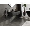 Mexen Rivel 90 cm bathroom cabinet with Otis sink, 1 drawer, grooved, matte black - 91A20-09023-1-BF71-W18M71