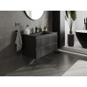 Mexen Rivel bathroom cabinet 90 cm with Otis washbasin, 2 drawers, grooved, black matte - 91A20-09047-2-BFF71-W18M71