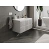 Mexen Rivel 90 cm bathroom cabinet with Vela sink, 2 drawers, fluted, gray matte/white matte - 91A20-09047-2-BFF62-W23M01