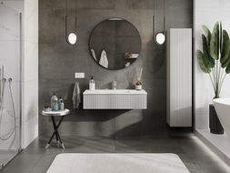 Mexen Rivel 100 cm bathroom cabinet with Otis basin, 1 drawer, fluted, matte gray/white - 91A20-10023-1-BF62-W18M01