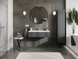 Mexen Rivel 100 cm bathroom cabinet with sink Otis, 1 drawer, fluted, graphite matte/white matte - 91A20-10023-1-BF66-W18M01