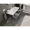 Mexen Rivel 100 cm bathroom cabinet with Vela sink, 1 drawer, fluted, matte graphite/white - 91A20-10023-1-BF66-W23M01