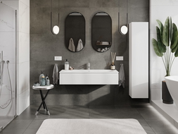 Mexen Rivel bathroom cabinet 120 cm with Vela washbasin, 1 drawer, grooved, white matt - 91A20-12023-1-BF01-W23M01