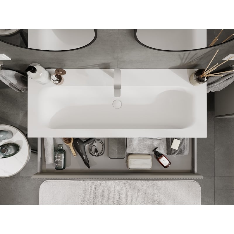 Mexen Rivel bathroom cabinet 120 cm with sink Vela, 1 drawer, fluted, gray matte/white matte - 91A20-12023-1-BF62-W23M01
