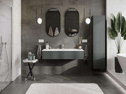 Mexen Rivel bathroom cabinet 120 cm with sink Vela, 1 drawer, grooved, matte graphite/white matte - 91A20-12023-1-BF66-W23M0