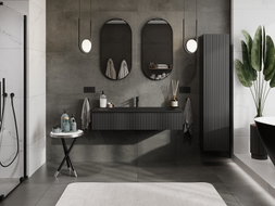 Mexen Rivel 120 cm bathroom cabinet with Vela sink, 1 drawer, grooved, matte black - 91A20-12023-1-BF71-W23M71