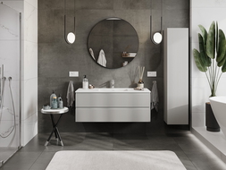 Mexen Rivel bathroom cabinet 120 cm with sink Otis, 2 drawers, fluted, gray matte/white matte - 91A20-12047-2-BFF62-W18M0