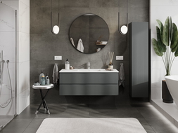 Mexen Rivel bathroom cabinet 120 cm with Otis sink, 2 drawers, fluted, matte graphite/white matte - 91A20-12047-2-BFF66-W18M