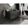 Mexen Rivel 120 cm Bathroom Cabinet with Otis Basin, 2 Drawers, Grooved, Black Matte - 91A20-12047-2-BFF71-W18M71