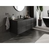 Mexen Rivel 120 cm bathroom cabinet with Otis washbasin, 2 drawers, fluted, matte black - 91A20-12047-2-BFF71-W18M71