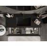 Mexen Rivel 120 cm bathroom cabinet with Otis washbasin, 2 drawers, fluted, matte black - 91A20-12047-2-BFF71-W18M71