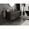 Mexen Rivel 120 cm bathroom cabinet with Vela washbasin, 2 drawers, fluted, black matte - 91A20-12047-2-BFF71-W23M71