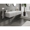 Mexen Rivel 140 cm bathroom cabinet with sink Vela, 1 drawer, grooved, gray matte/white matte - 91A20-14023-1-BF62-W23M01