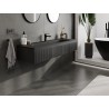 Mexen Rivel bathroom cabinet 140 cm with Vela sink, 1 drawer, grooved, matte black - 91A20-14023-1-BF71-W23M71
