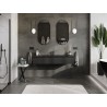 Mexen Rivel bathroom cabinet 140 cm with Vela sink, 1 drawer, grooved, matte black - 91A20-14023-1-BF71-W23M71