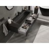 Mexen Rivel bathroom cabinet 140 cm with Vela sink, 1 drawer, grooved, matte black - 91A20-14023-1-BF71-W23M71