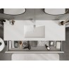 Mexen Rivel 140 cm bathroom cabinet with Otis sink, 1 drawer, ribbed, white matte - 91A20-14023-1-BF01-W18M01