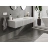 Mexen Rivel 140 cm Bathroom Cabinet with Sink Otis, 1 Drawer, Fluted, Gray Matte/White Matte - 91A20-14023-1-BF62-W18M01
