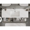 Mexen Rivel 140 cm Bathroom Cabinet with Otis Sink, 1 Drawer, Fluted, Grey Matte/White Matte - 91A20-14023-1-BF62-W18M01
