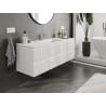 Mexen Rivel 140 cm Bathroom Cabinet with Otis Sink, 2 Drawers, Fluted, White Matte - 91A20-14047-2-BFF01-W18M01