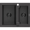 Mexen Carlos 1.5-compartment granite sink 582 x 475 mm, spotted black, siphon Black - 6518581500-76-B