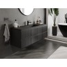 Mexen Rivel bathroom cabinet 140 cm with Otis sink, 2 drawers, grooved, black matte - 91A20-14047-2-BFF71-W18M71