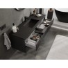 Mexen Rivel bathroom cabinet 140 cm with Otis sink, 2 drawers, grooved, black matte - 91A20-14047-2-BFF71-W18M71
