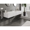 Mexen Rivel 160 cm Bathroom Cabinet with Sink Otis, 1 Drawer, Grooved, White Matte - 91A20-16023-1-BF01-W18M01