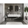 Mexen Rivel 160 cm Bathroom Cabinet with Sink Otis, 1 Drawer, Grooved, White Matte - 91A20-16023-1-BF01-W18M01