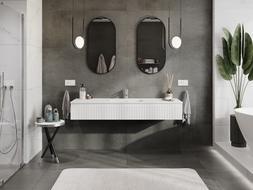Mexen Rivel 160 cm Bathroom Cabinet with Sink Otis, 1 Drawer, Grooved, White Matte - 91A20-16023-1-BF01-W18M01