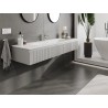 Mexen Rivel bathroom cabinet 140 cm with Vela sink, 1 drawer, grooved, gray matte/white matte - 91A20-16023-1-BF62-W23M01