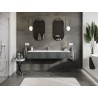 Mexen Rivel bathroom cabinet 160 cm with sink Vela, 1 drawer, fluted, matte graphite/white - 91A20-16023-1-BF66-W23M0