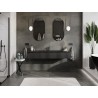 Mexen Rivel 160 cm bathroom cabinet with sink Vela, 1 drawer, fluted, matte black - 91A20-16023-1-BF71-W23M71