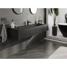 Mexen Rivel 160 cm bathroom cabinet with sink Vela, 1 drawer, fluted, matte black - 91A20-16023-1-BF71-W23M71