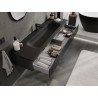 Mexen Rivel 160 cm bathroom cabinet with sink Vela, 1 drawer, fluted, matte black - 91A20-16023-1-BF71-W23M71