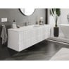 Mexen Rivel bathroom cabinet 160 cm with Otis washbasin, 2 drawers, fluted, white matte - 91A20-16047-2-BFF01-W18M01