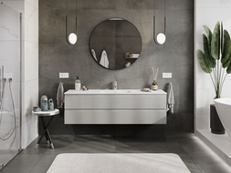 Mexen Rivel bathroom cabinet 160 cm with washbasin Otis, 2 drawers, fluted, gray matte/white matte - 91A20-16047-2-BFF62-W18M0