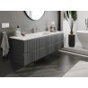 Mexen Rivel bathroom cabinet 160 cm with sink Otis, 2 drawers, fluted, graphite matte/white matte - 91A20-16047-2-BFF66-W18M