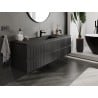Mexen Rivel 160 cm Bathroom Cabinet with Otis Basin, 2 Drawers, Grooved, Black Matte - 91A20-16047-2-BFF71-W18M71