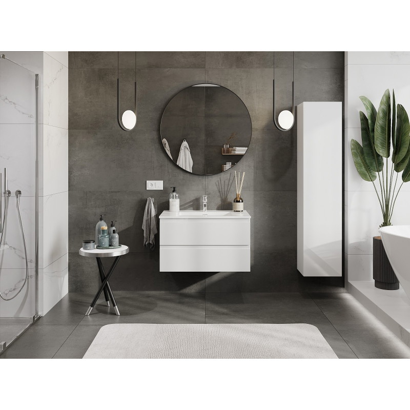 Mexen Orio 80 cm bathroom cabinet with sink Otis, 2 drawers, white gloss - 91A10-08047-2-BFF00-W18M00